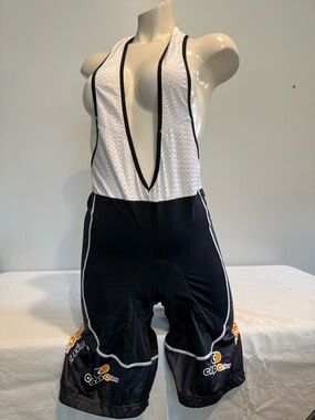 Men's White Mesh and Black Bib Cycling Shorts with Contrast Trim